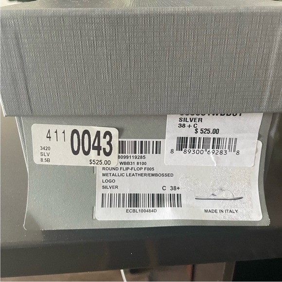 Balenciaga Metallic Thong Flat Sandals Silver Size 38.5 8.5 US - Picture 5 of 9